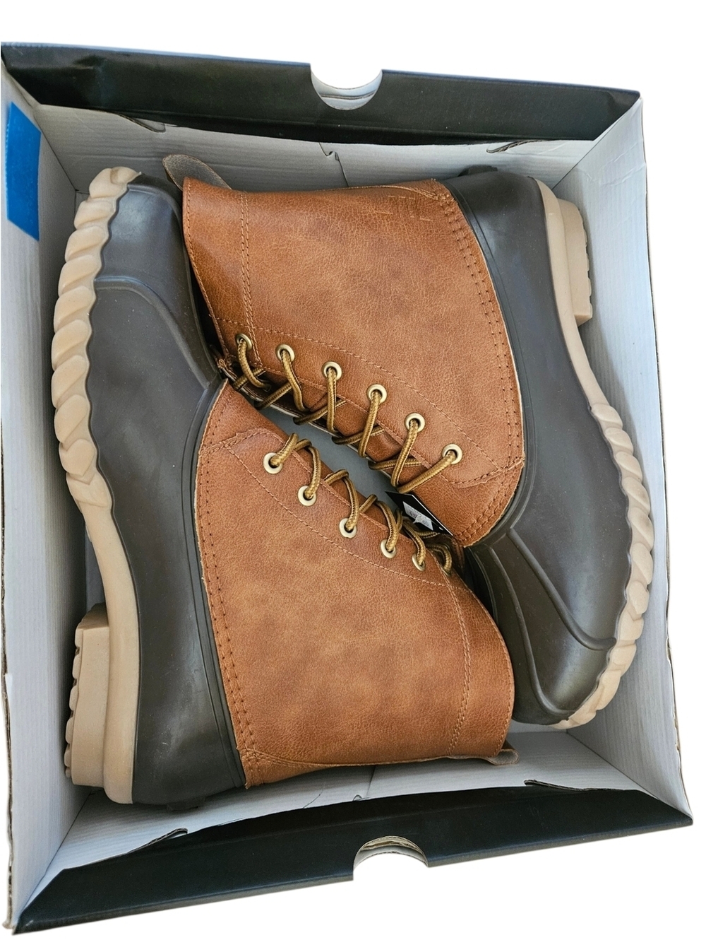 NWT London Fog Seth Duck Boots Mens 13 Brown Tan Waterproof Rain Snow Lace Up